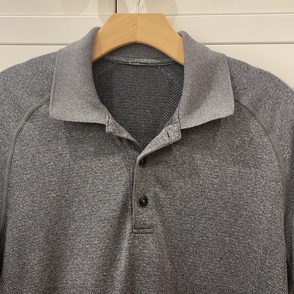 Lululemon Men’s Heathered Gray Polo Shirt—Great Fabric and Style—Great Cond! M - Picture 2 of 6